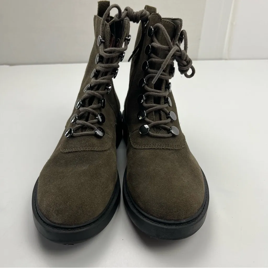 Linea Paolo Trinity Combat Boot Olive Green Suede Lace - Image 9