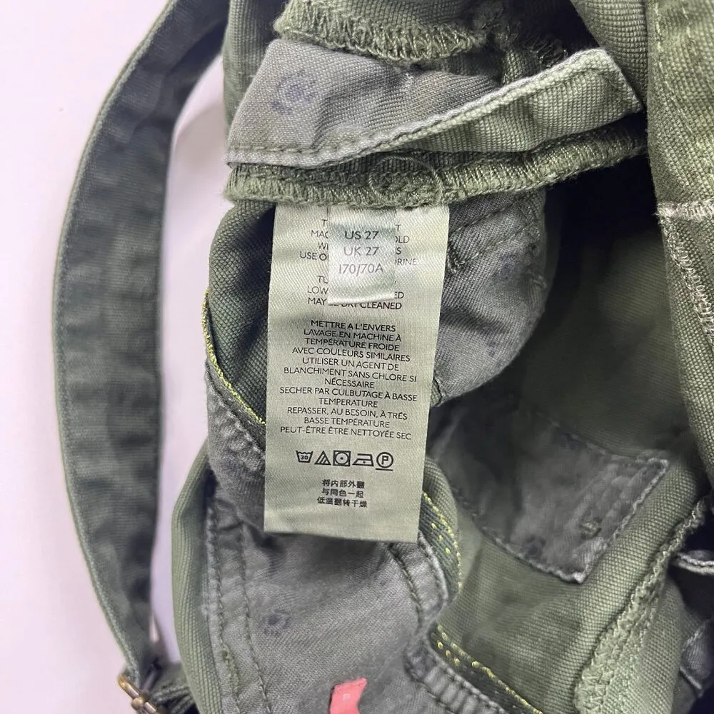 NWOT Anthropologie Pilcro Wanderer Patchwork Overalls Size 27 Green Cotton Blend - Image 15