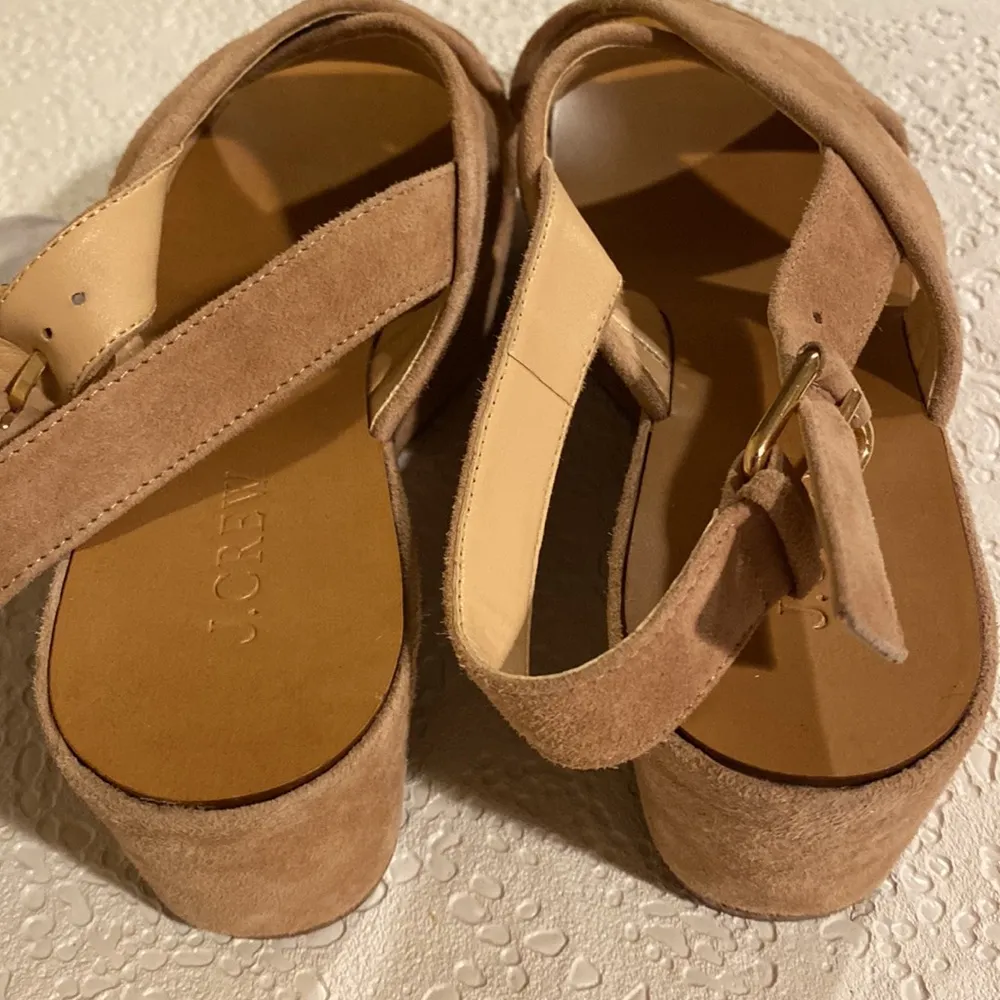 J Crew Marcie Tan Suede Criss Cross Wedge Sandals 8 Beautiful Shoes. - Image 13