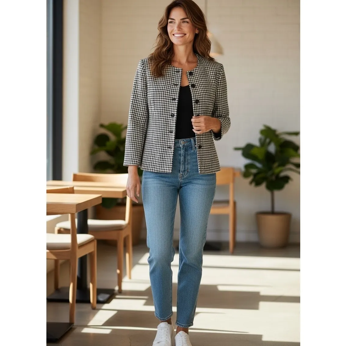 Pendleton Vintage Houndstooth Wool Blazer Size 12 - Image 11