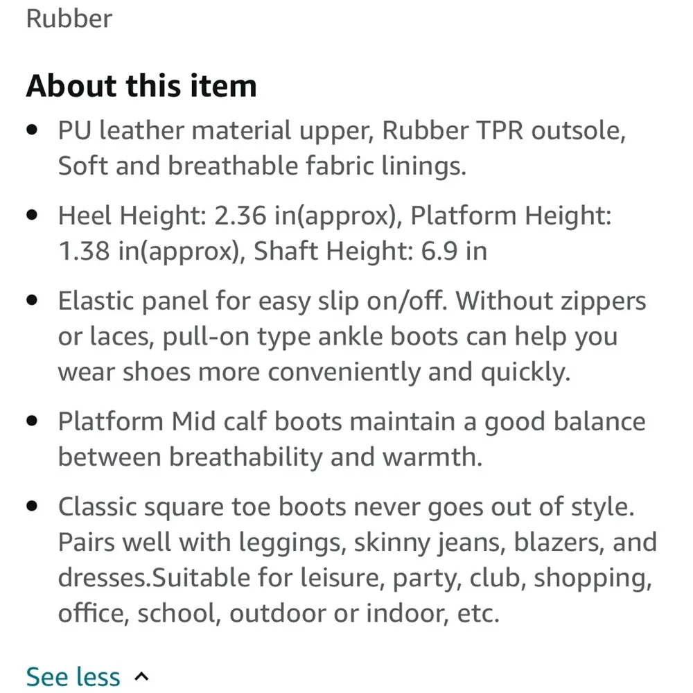 Chunky Platform Square Toe Chelsea Boots Size 9 - Image 5