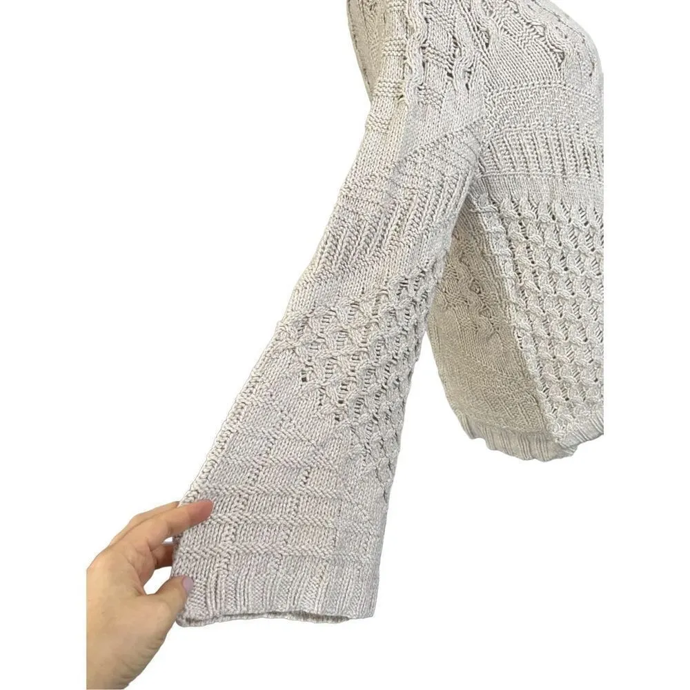 Soft Surroundings NWT Sweater Open Cable Knit Flare Sleeve Mock Neck sz L - Image 4
