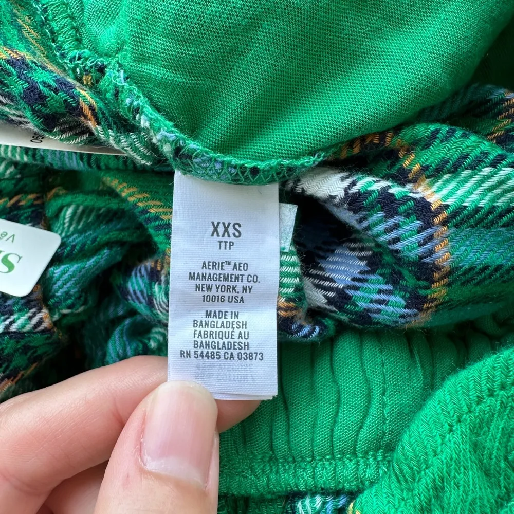 Aerie Plaid Sleeveless Sleep Romper in Green/Blue Size XXS NWT Pajamas Sleepwear - Image 7