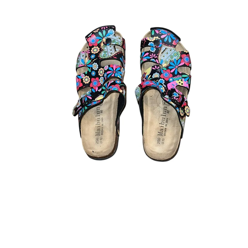 Maibulun Floral Strappy Clogs Black and Multicolor Size 40 - Image 2