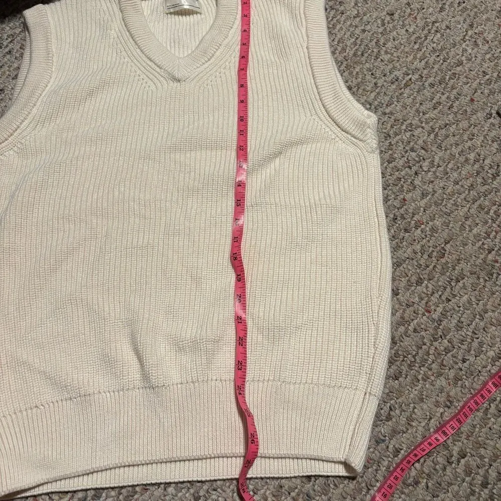 Zara White Ribbed Knit Oversized Sweater Vest- Size Small - Image 6