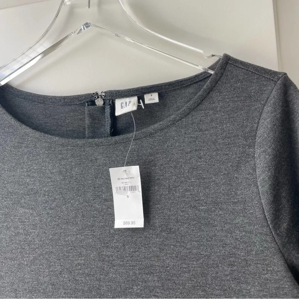 Gap Grey Dress 3/4 Sleeve Above the Knee Faux Leather Accent NWT Small - Image 31