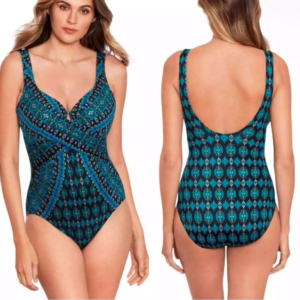 New! Miraclesuit Amarna‎ Criss Cross Escape One Piece Swimsuit Sz 8 $200 - Image 2