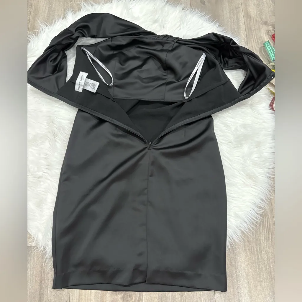 David's Bridal One Shoulder Black Dress Size 6 - Image 7