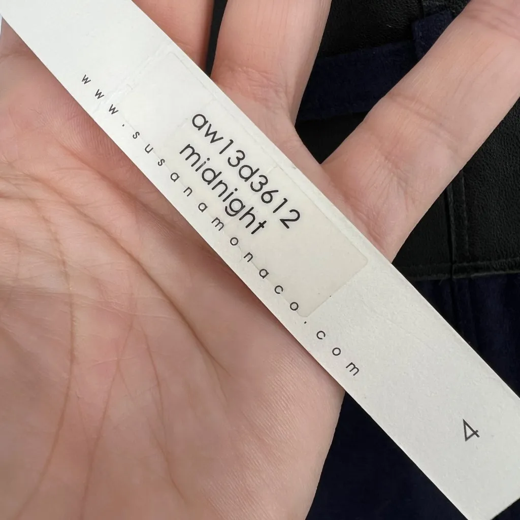 Susana Monaco Wool Blend Belted Navy Blue Leather Panel Dress Size 4 NWT - Image 9