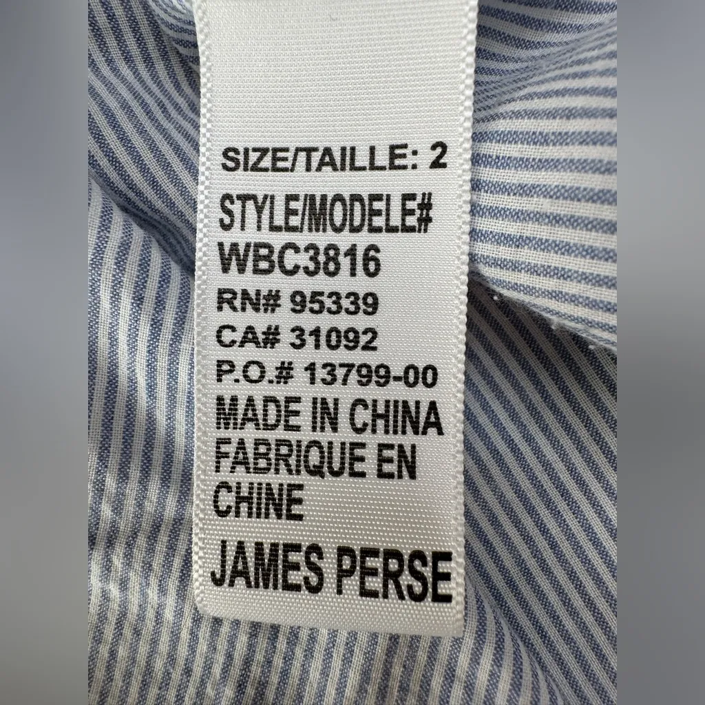 Standard James Perse Blue White Contrast Cotton Button Down Shirt size 2 Medium - Image 7