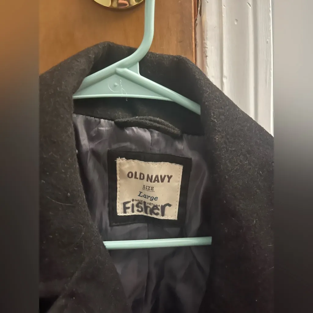 Women’s Black Peacoat- Large - Image 2