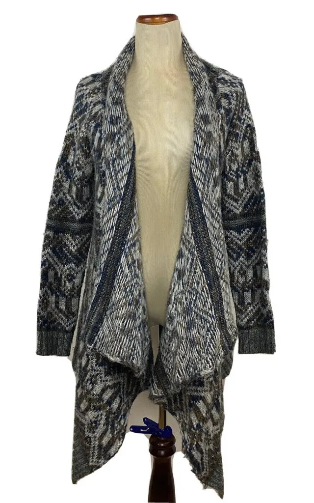 Staring At Stars Aztec Design Hi-Lo Side Open Front Cardigan Size Medium - Image 1