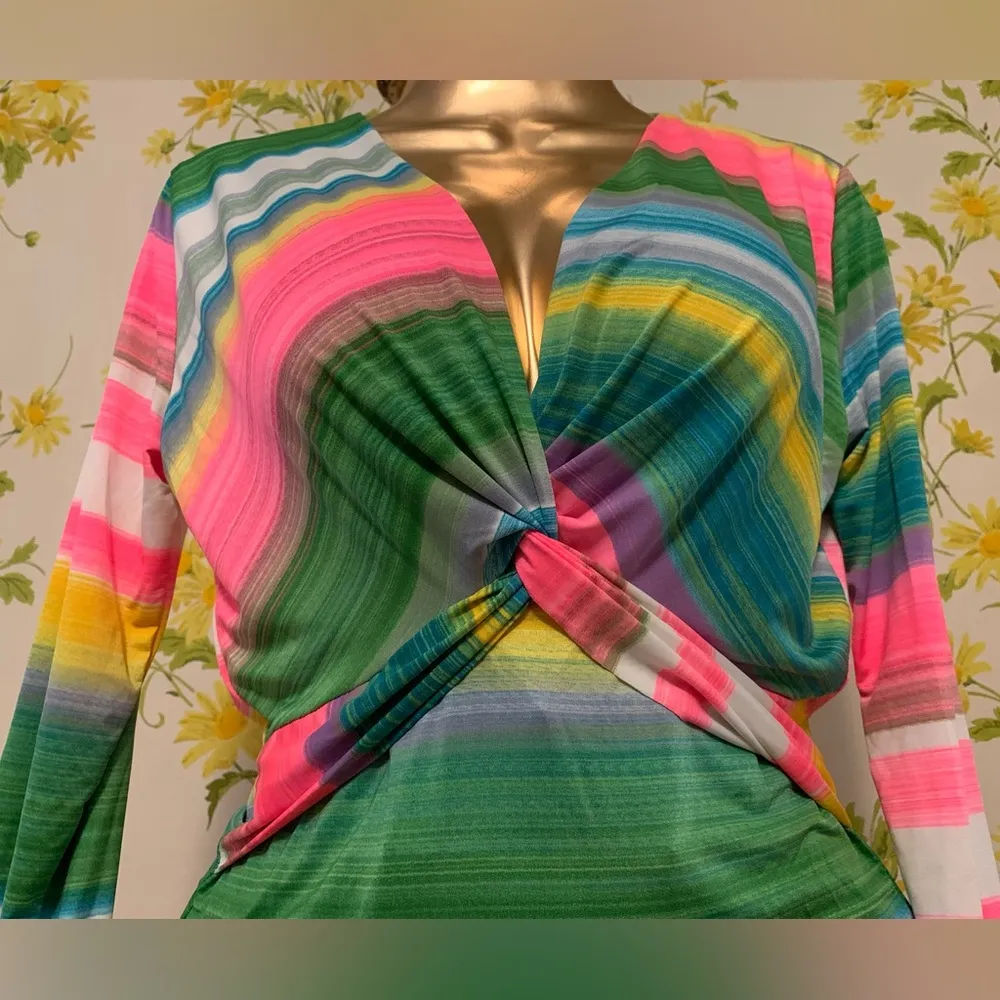 Plunge Deep V neck twist knob bodysuit multicolor size M Size M - Image 4