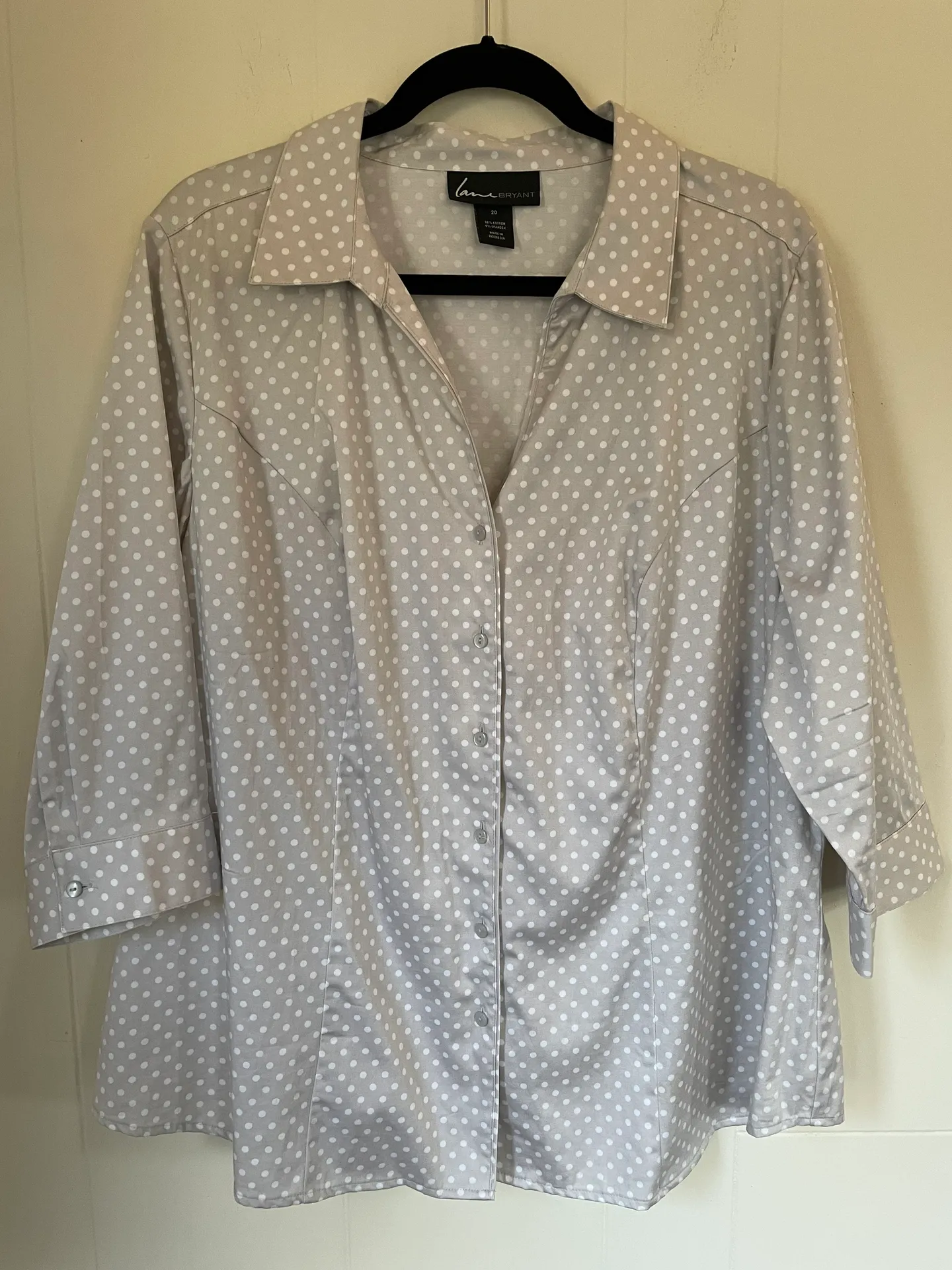 Lane Bryant button down beige polka dot collared shirt 3/4 sleeve Women’s sz 20 - Image 11