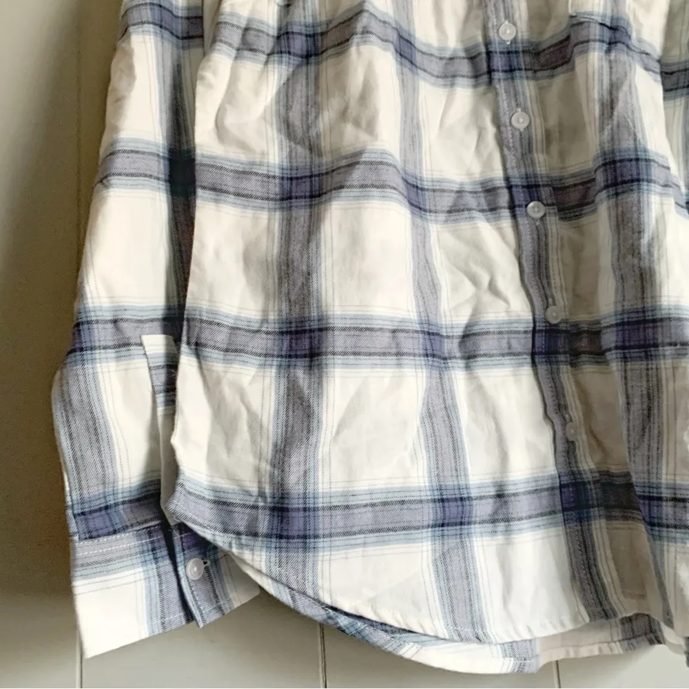 Weatherproof Vintage Comfort Stretch Flannel Button-Up Shirt Blue Plaid S - Image 4