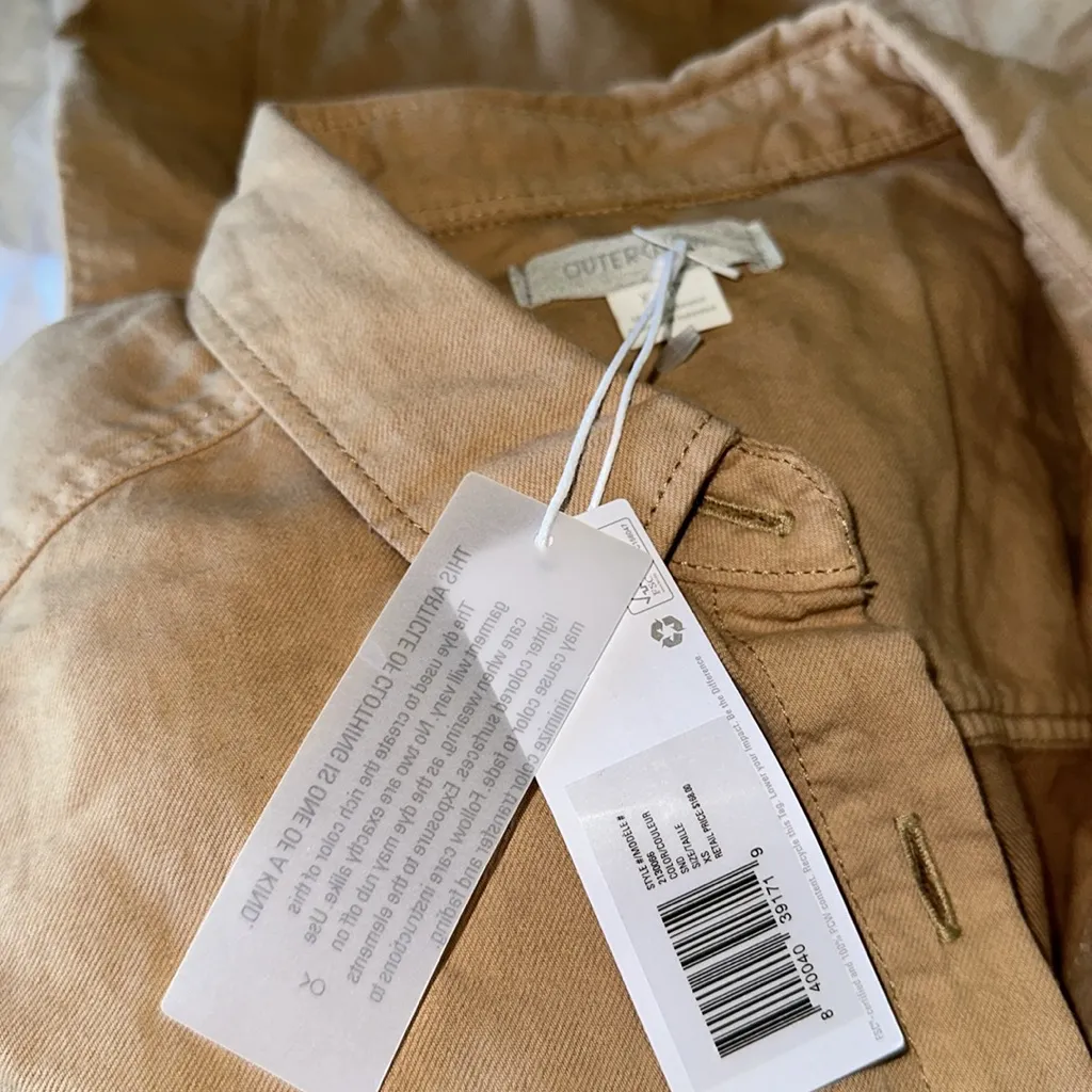 NWT Outerknown S.E.A. Suit Sand Brown Organic Cotton Linen Jumpsuit Coveralls Tan Size XS - Image 9