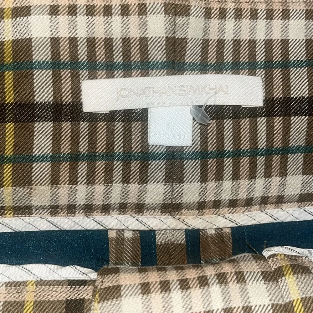 Jonathan Simkhai Belted Plaid Trouser Pants‎ Wool
Blend Ochre 6 Tan - Image 10