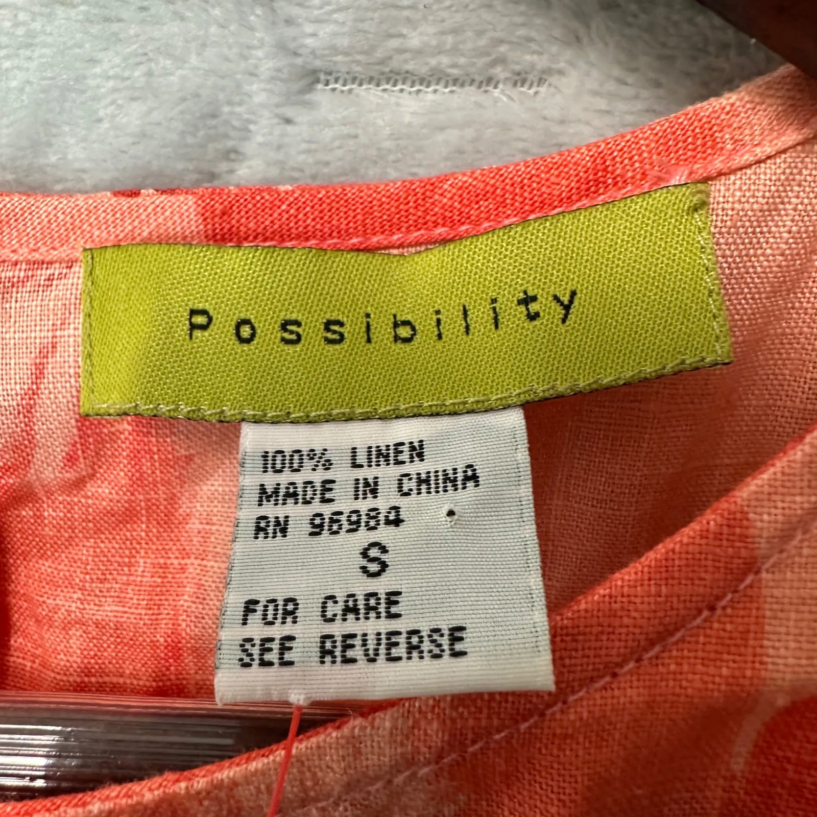 Possibility Women Orange 100% Linen Floral Shift Dress S Coastal Cottagecore - Image 4