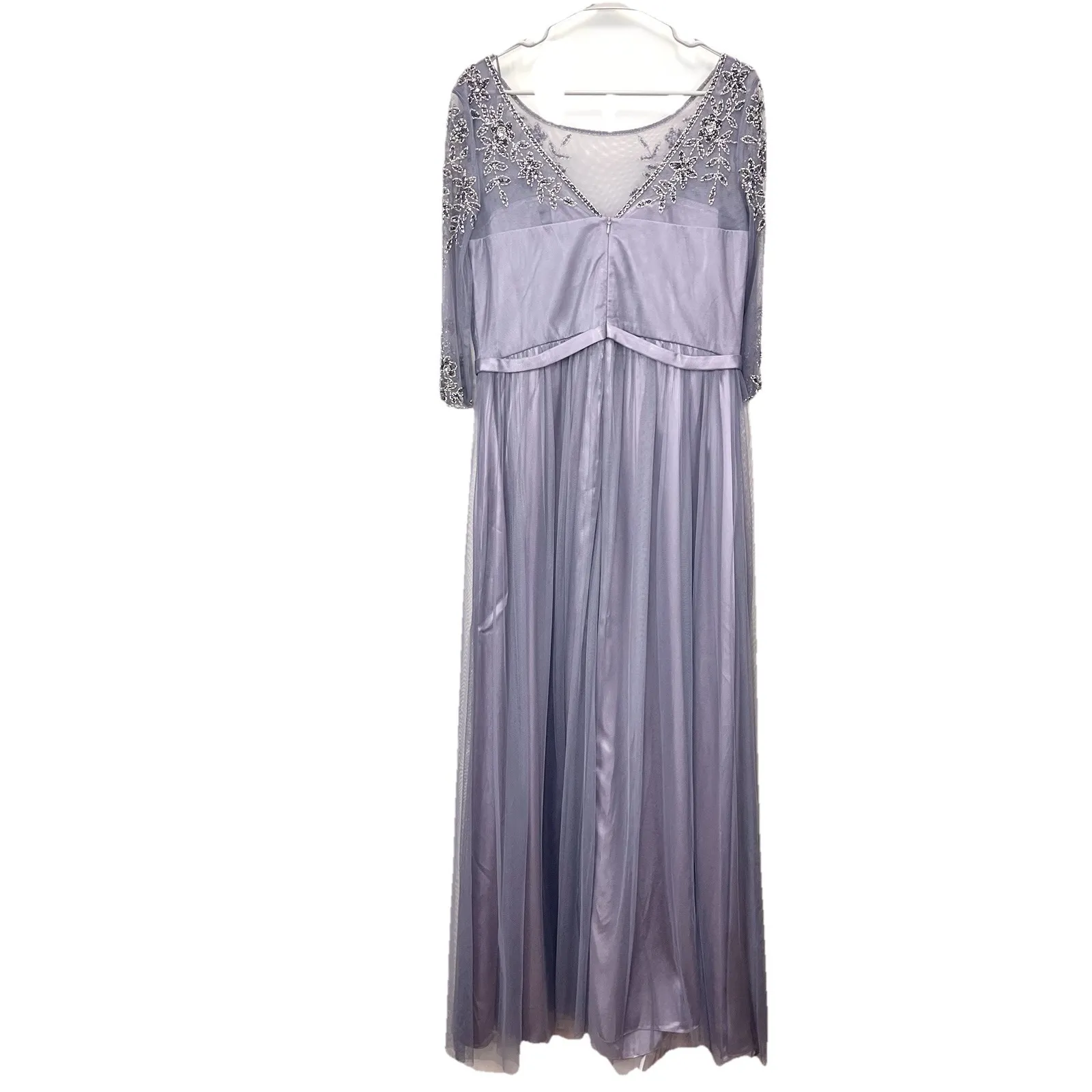 Alex Evenings Gray Beaded Illusion Mesh Neck Sweetheart Maxi Dress Size 12‎ - Image 6