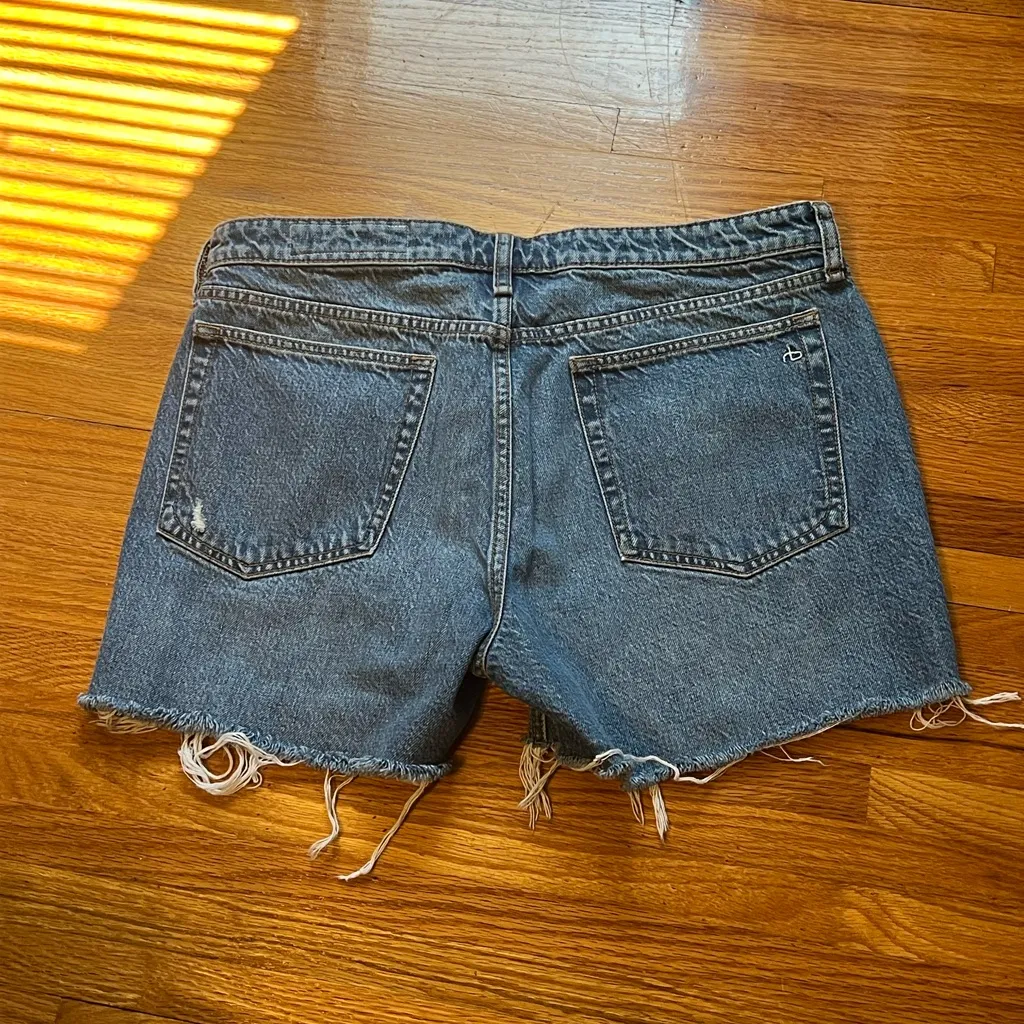 rag & bone Blue Distressed Jean Shorts - Image 2