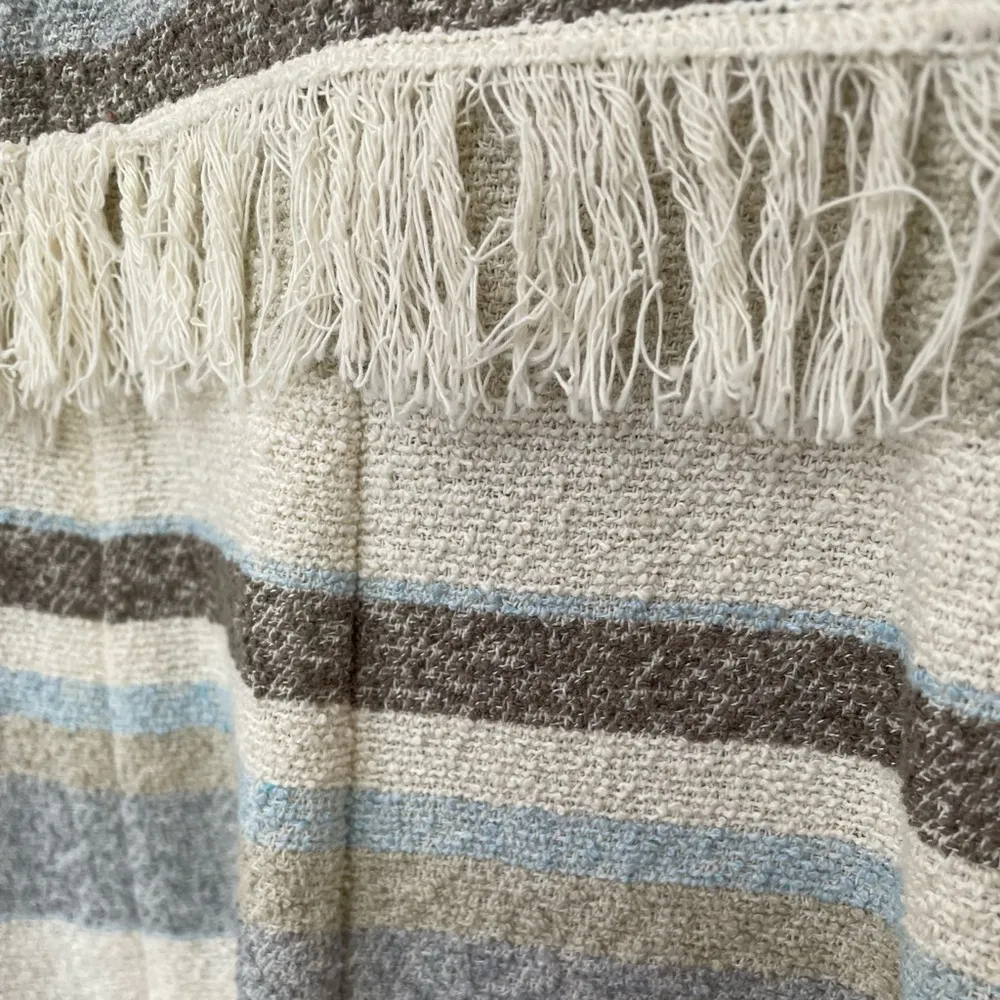 Tory Burch Sleeveless Tweed Dress Cream Grey Striped Fringe Trim ~ Size 2 - Image 13