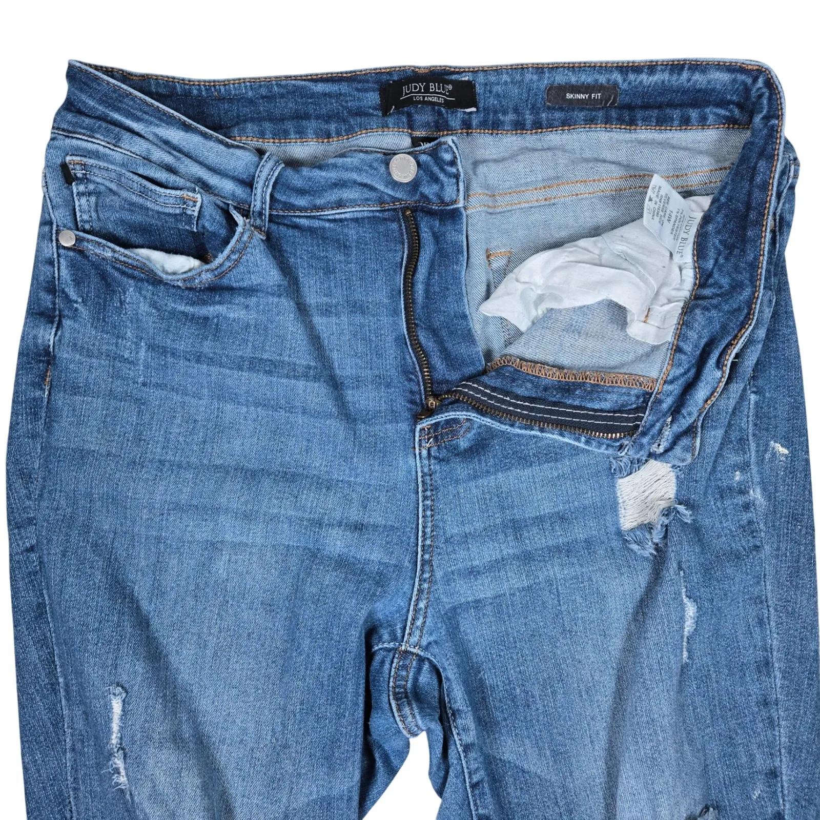 Judy Blue Skinny Fit Jeans Women's‎ Size 14W Distressed Ripped Blue Denim - Image 4