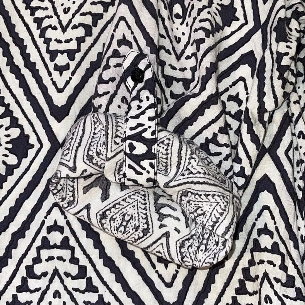 Fun2fun Women's 3/4 Sleeve Top Blouse Bohemian Geometric Tunic Black Size Medium - Image 10