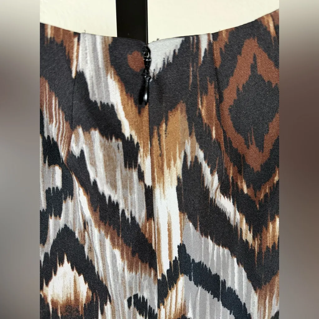 Workwear Midi Dress Women’s Size 14 Neutral Geometric Pattern Lined Business Black - Image 8