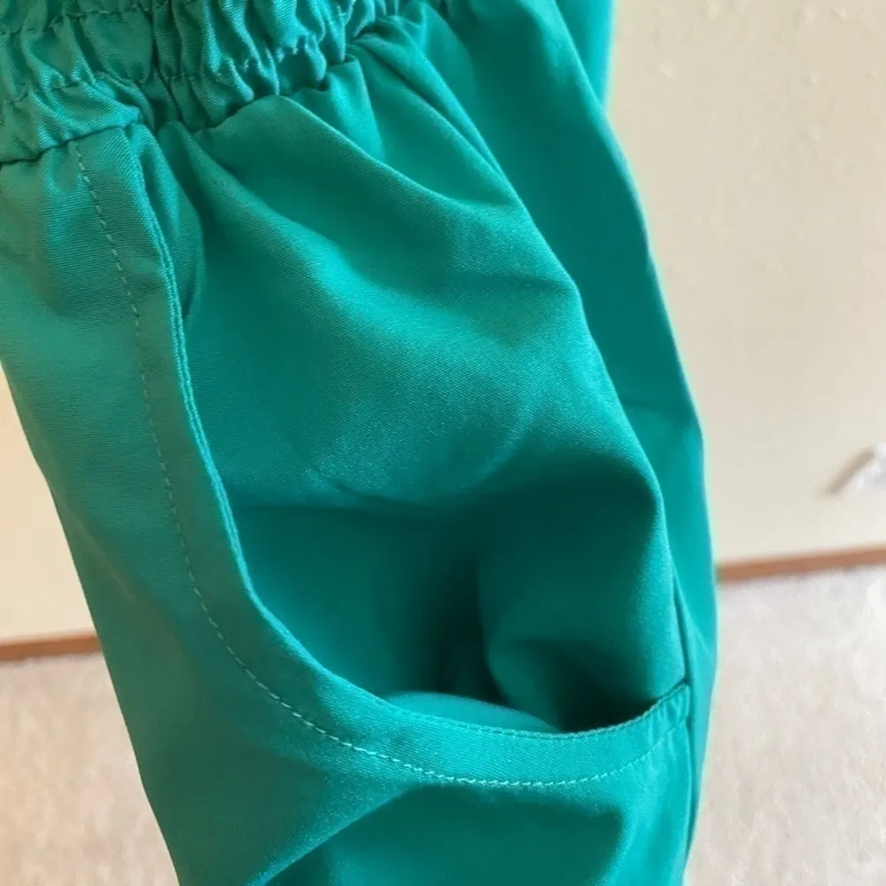 Cals Green Adjustable Spaghetti Strap Full Zip Smocked Waist Dress Pockets Sz M - Image 5