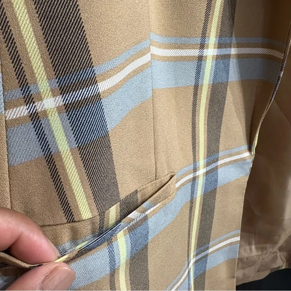 Est 1946 by Cato Women’s Chic Tan and Blue Plaid Blazer XL Career Work Office - Image 3