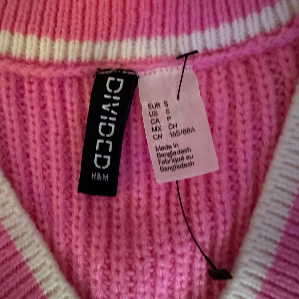 Divided Bright Pink V-Neck Sweater Vest - Image 5