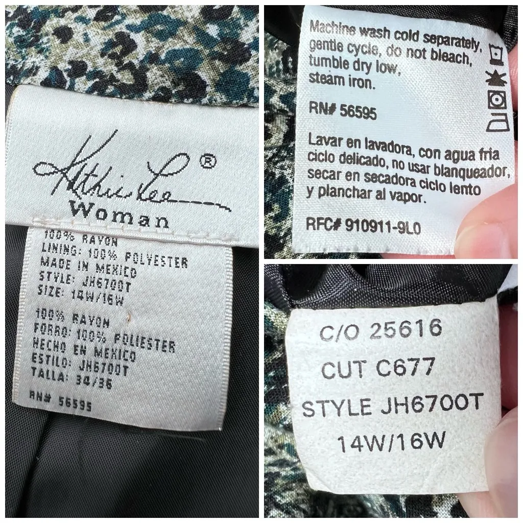 Kathie Lee Woman Zip Front Jacket Green Black Speckled 14W 16W - Image 3