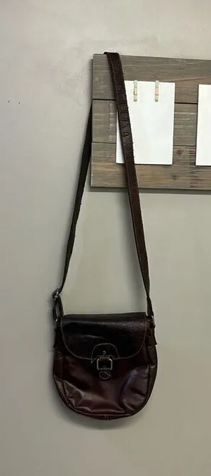 Jack Georges Voyager Crossbody Saddle Bag Purse Brown Genuine Embossed Leather - Image 1