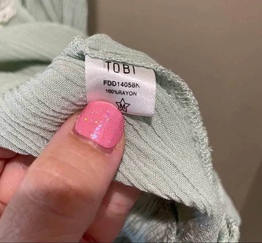 Tobi Crochet Lace Shift Dress Mint Green Size Medium - Image 6