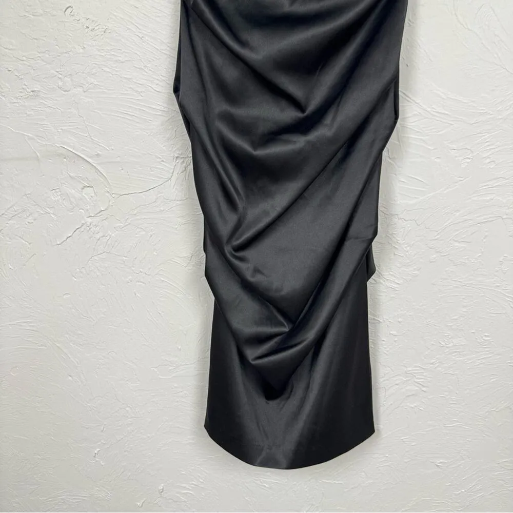 Xscape Black Lace & Satin Ruched Formal Mini Dress Womens 4 Cocktail Party - Image 5