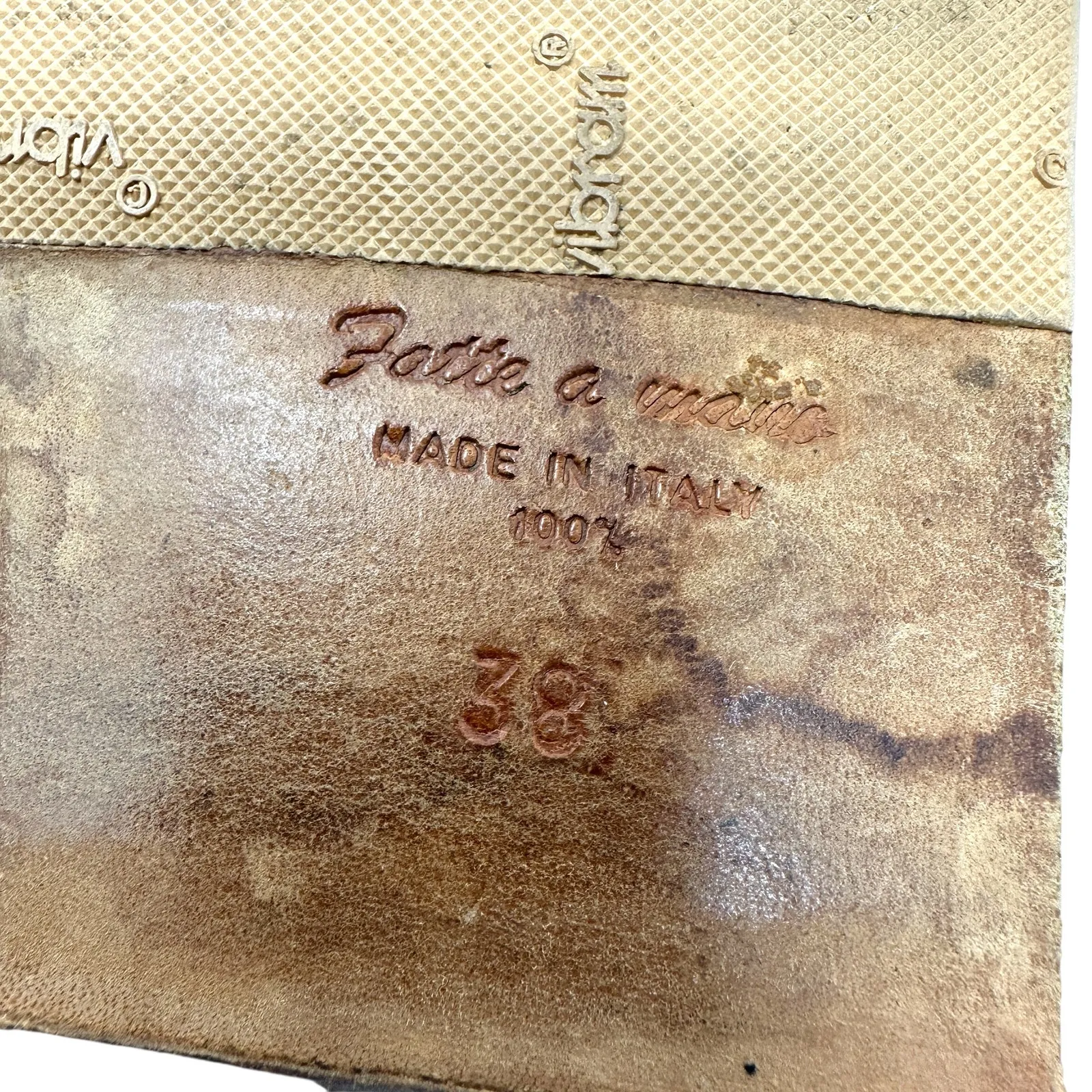 Henry Cuir Slide Sandals‎ Leather Woven Rattan Beaded Tan Brown Size 38 US 8 - Image 12