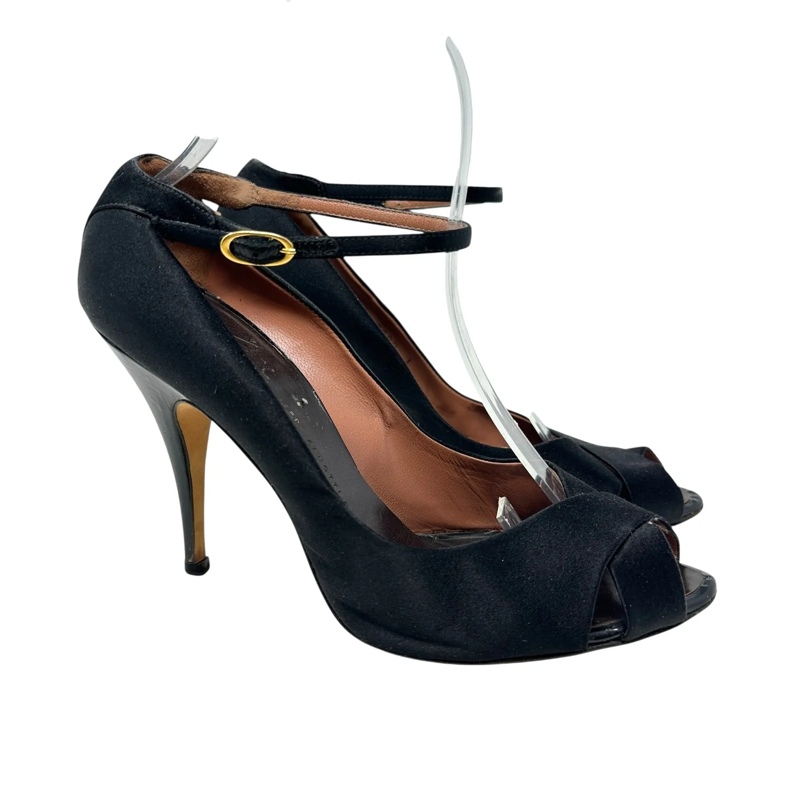 Giuseppe Zanotti High Heels Stiletto Satin Ankle Strap Black Size 39.5 US 9.5 - Image 6