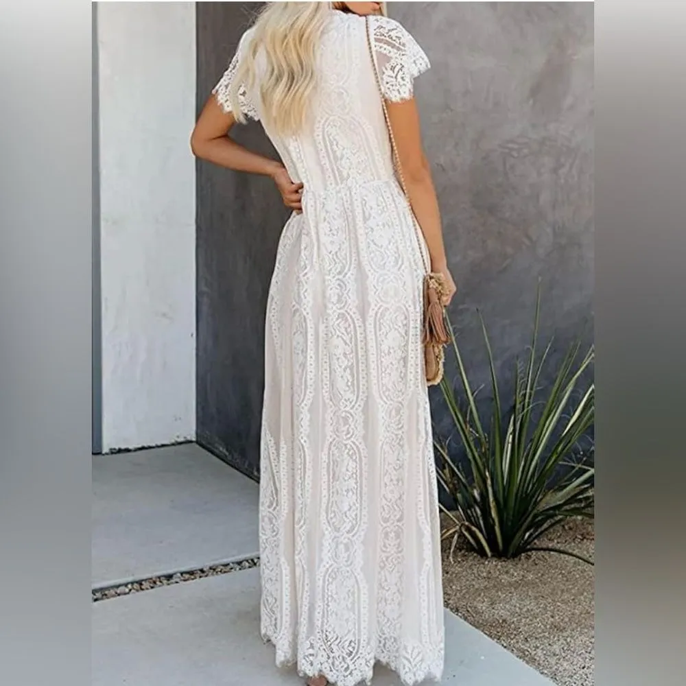 Lace Maxi Dress C2 White Size XL - Image 3