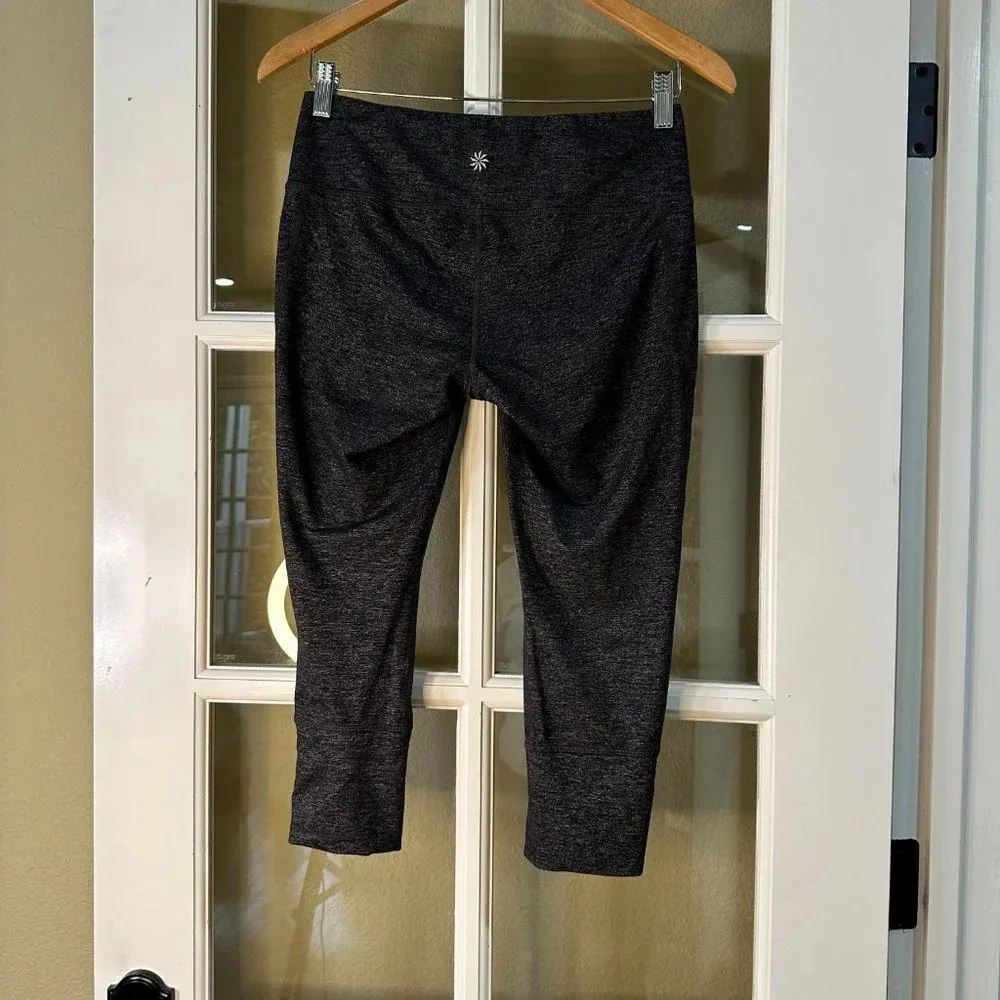 ATHLETA Cropped Lace Up Leg Leggings Tights Charcoal Grey - Medium - Image 4