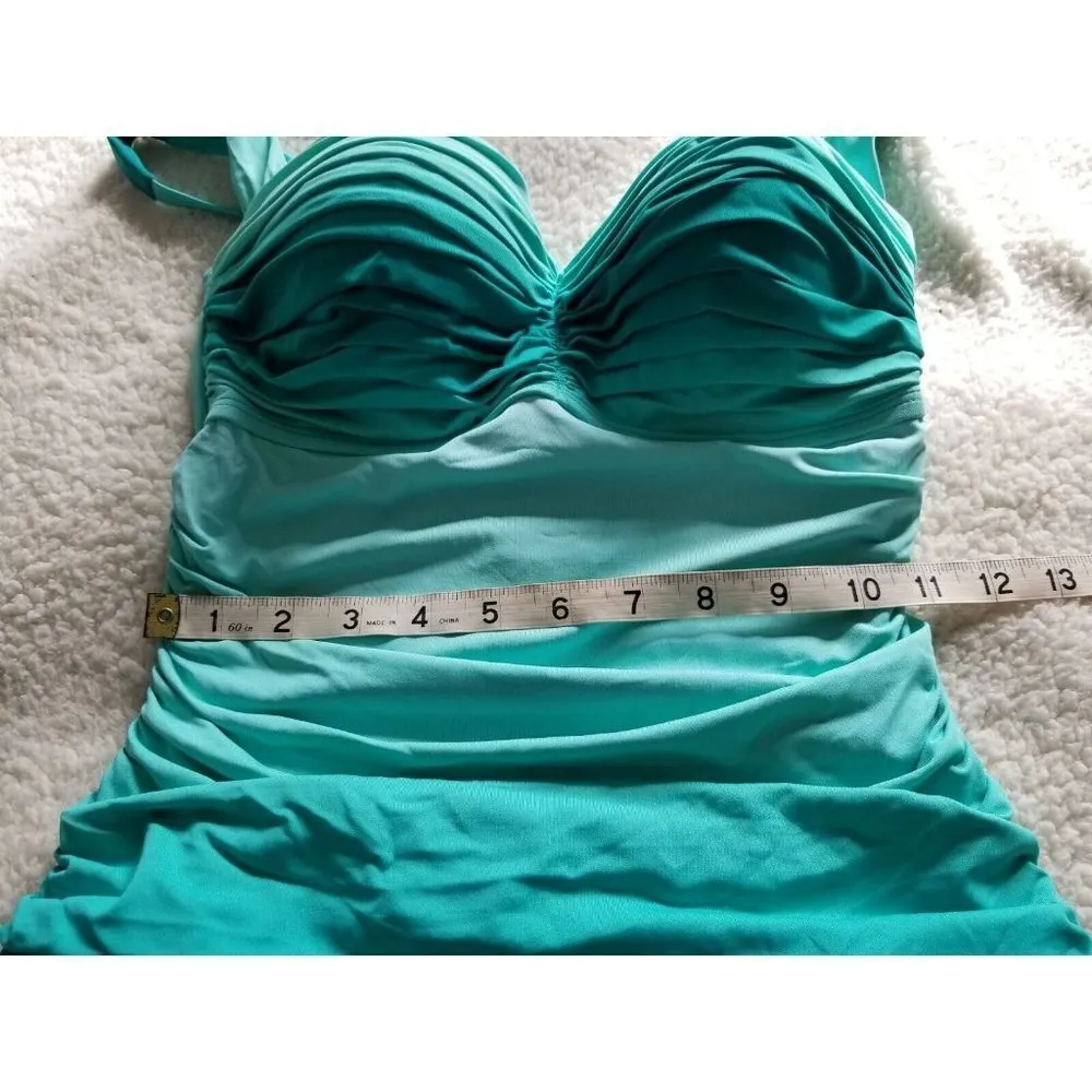 Bleu by Rod Beattie Shirred Ombré One-Piece Swimsuit in Sea Dive Women's Size 6 - Image 9