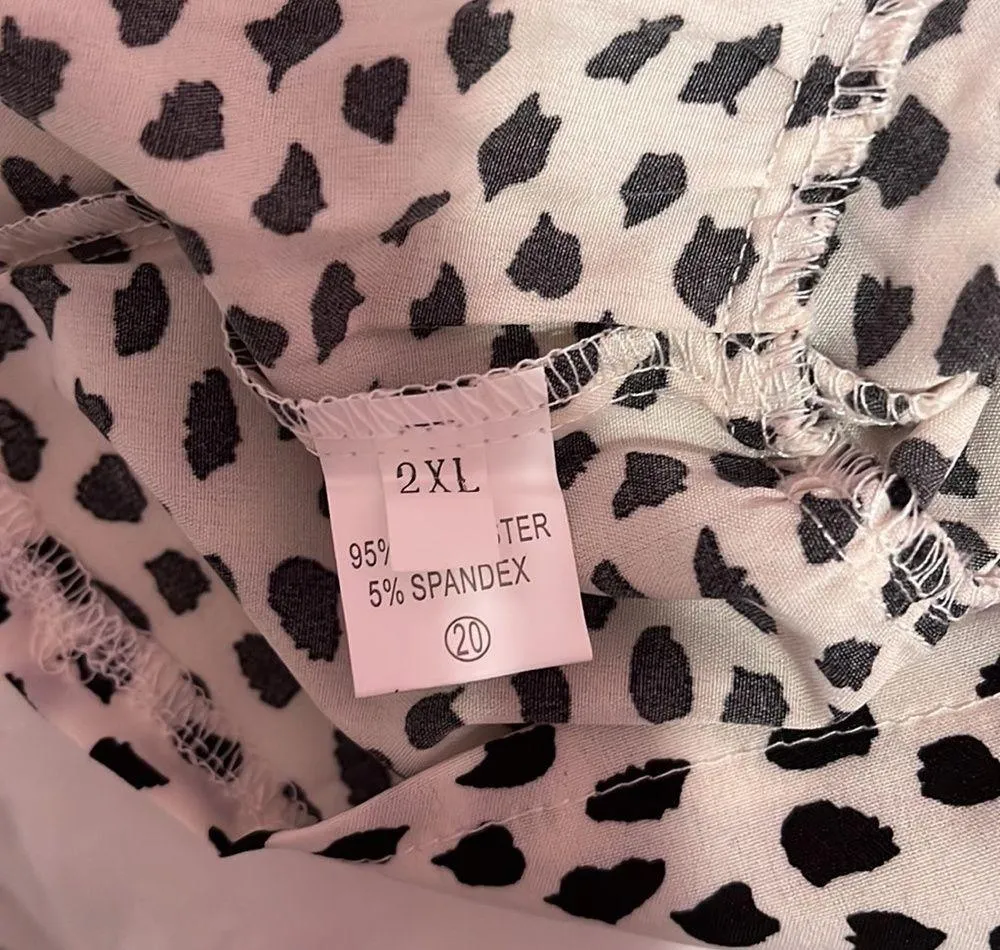 NWOT Leopard Print Black and White Short Dress With Ruffles Hem Size M - Image 3