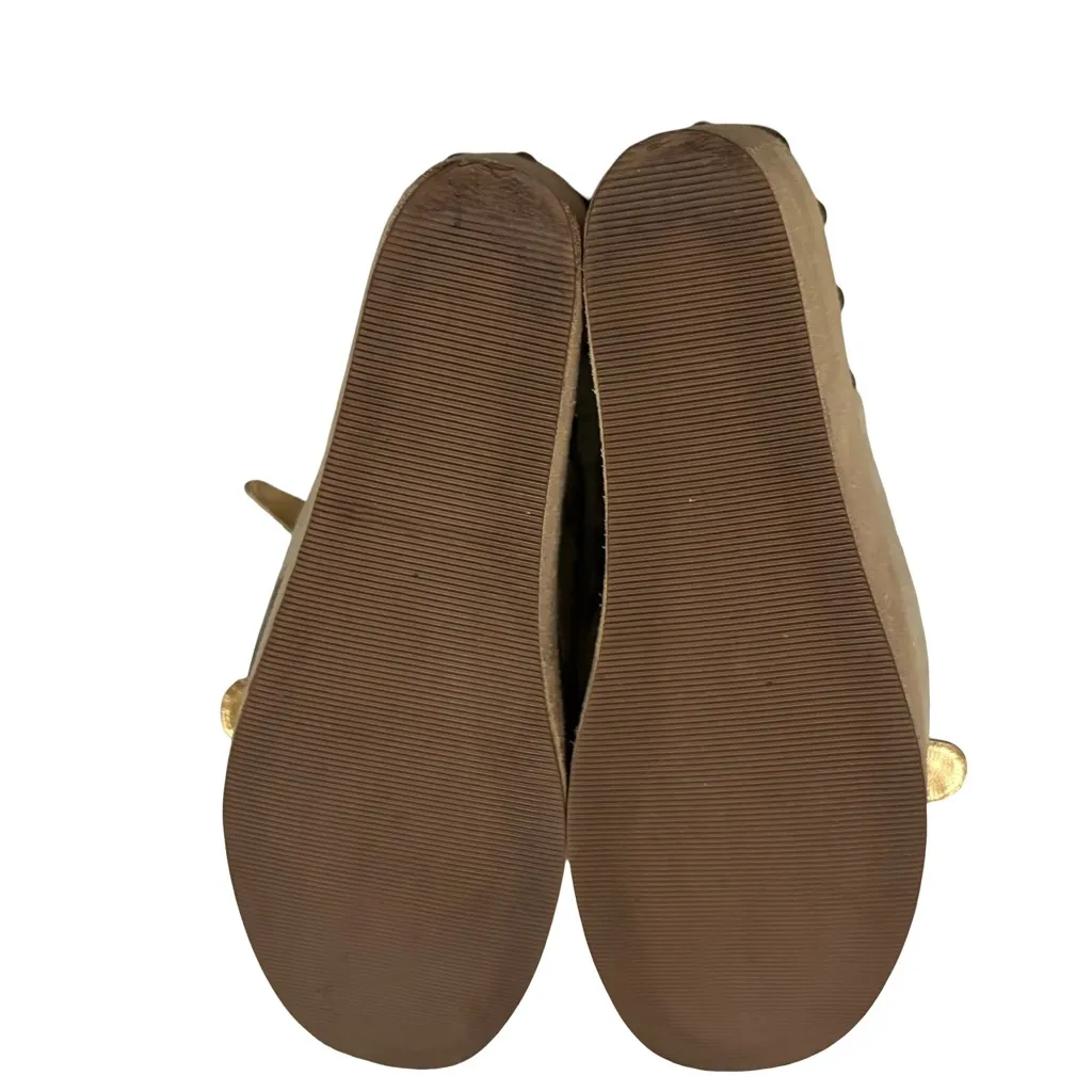 Rare Vtg Bridget Platform Wedge Leather Sandals Dragon Tattoo Print, Sz 9 Gold - Image 10