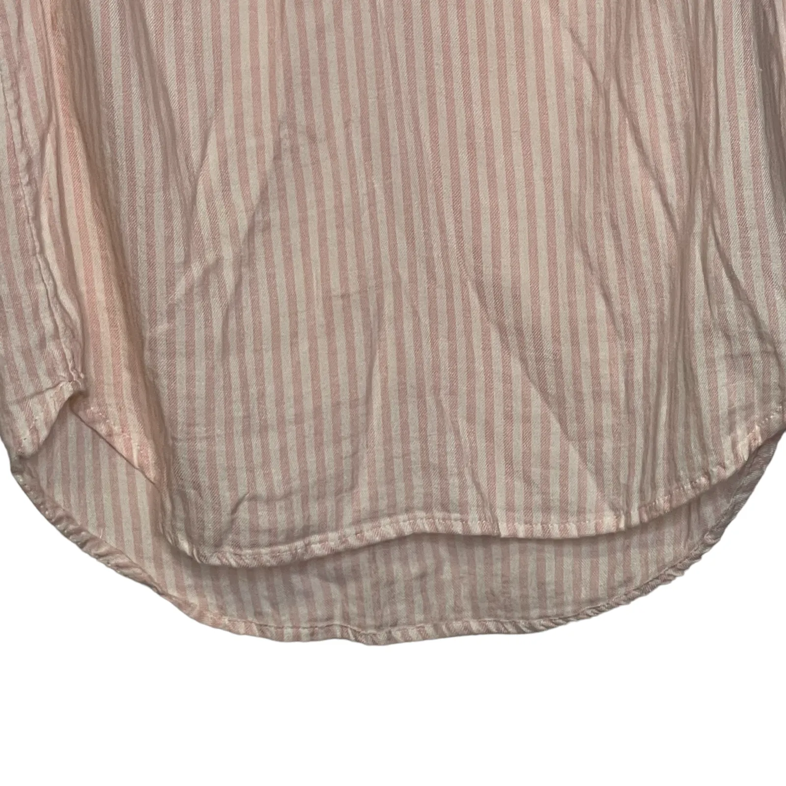 Aerie Womens Blouse Top Size XXS Pink White Striped Cotton Blend‎ Ruffled Womens - Image 4