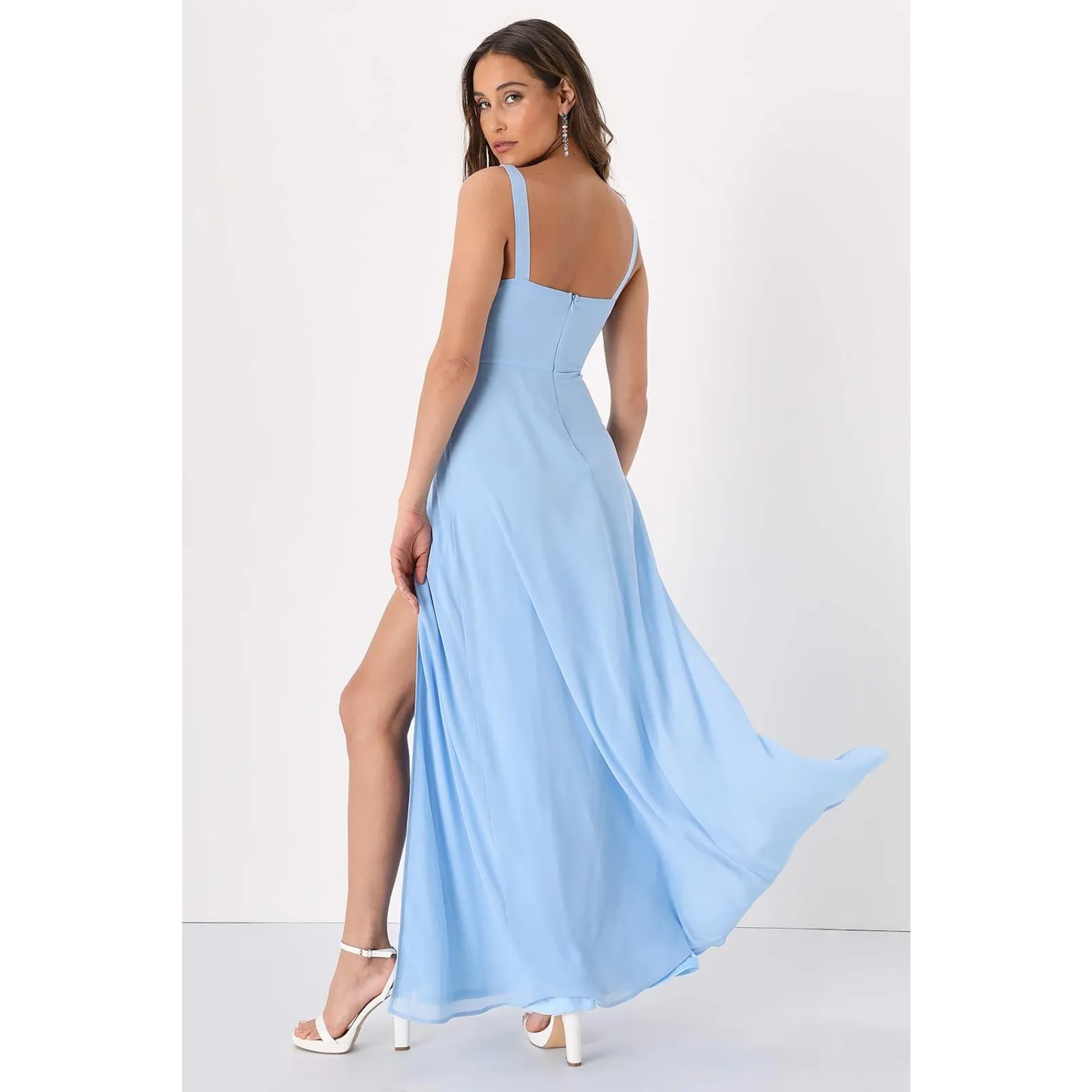 NWT Lulus Remarkable Arrival Powder Blue Sleeveless Maxi Dress Bridesmaid Sz M - Image 3