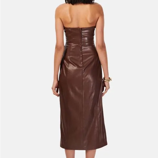 NEW CAMI NYC andres strapless midi dress in brown NWT small - Image 2