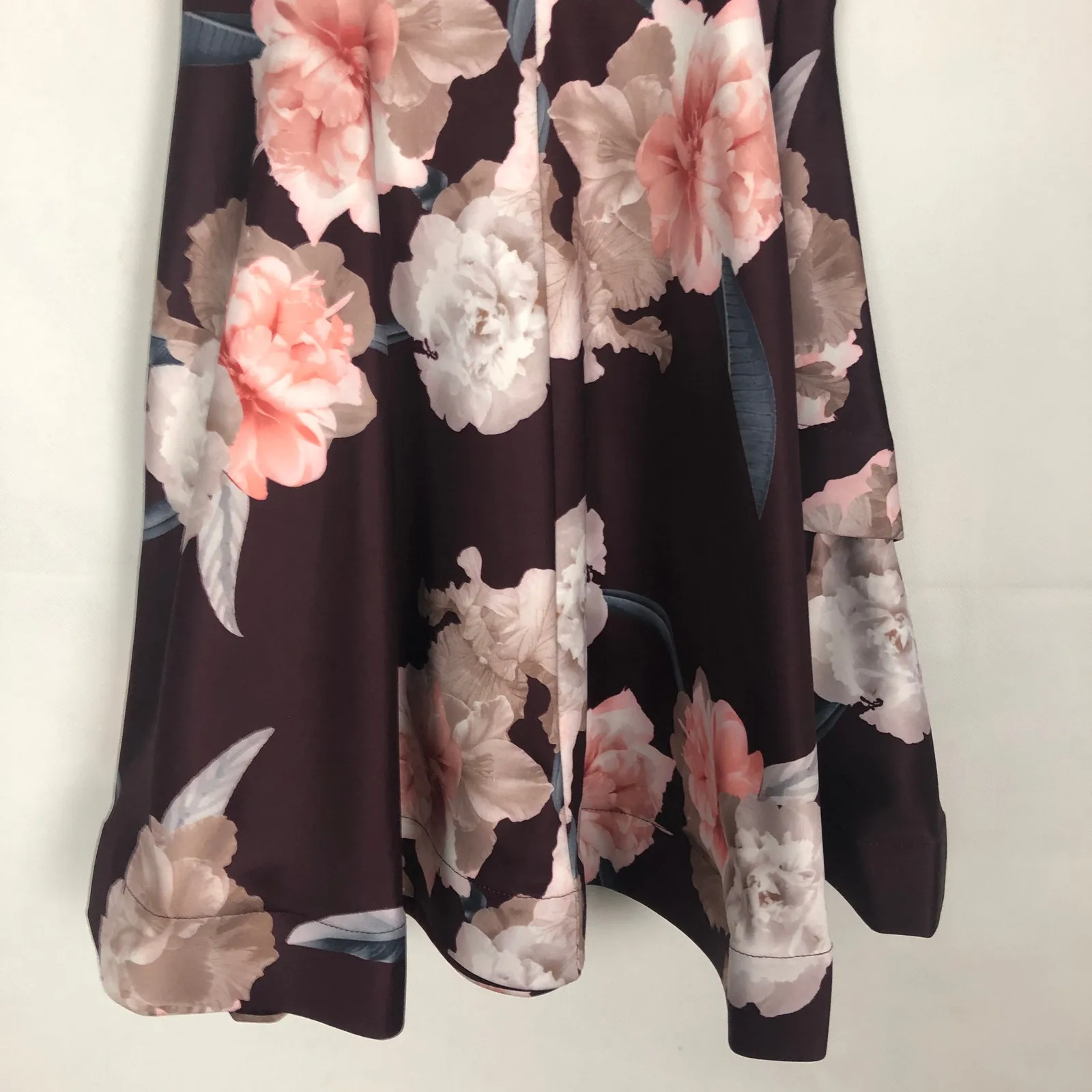 NWT January 7 Sweetheart Neck Floral Burgundy Dress Juniors Large Fit & Flare - Image 7