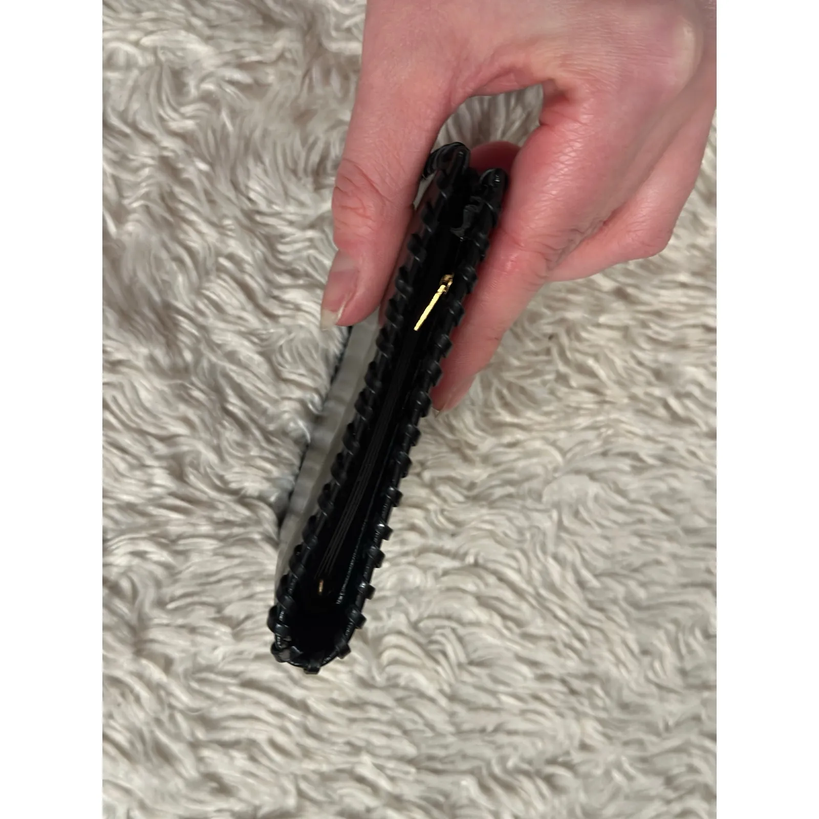 Vintage 1970’s tooled Top Grain leather Black billfold wallet Bifold Zip Pocket - Image 9