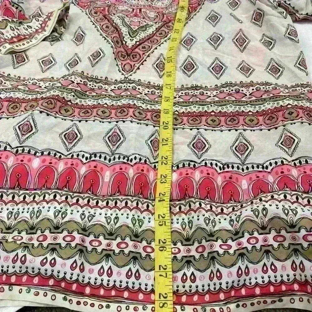 Tommy Bahama Paisley Multicolor V Neck  Tunic Top Blouse Sheer Cover Up Women M - Image 5