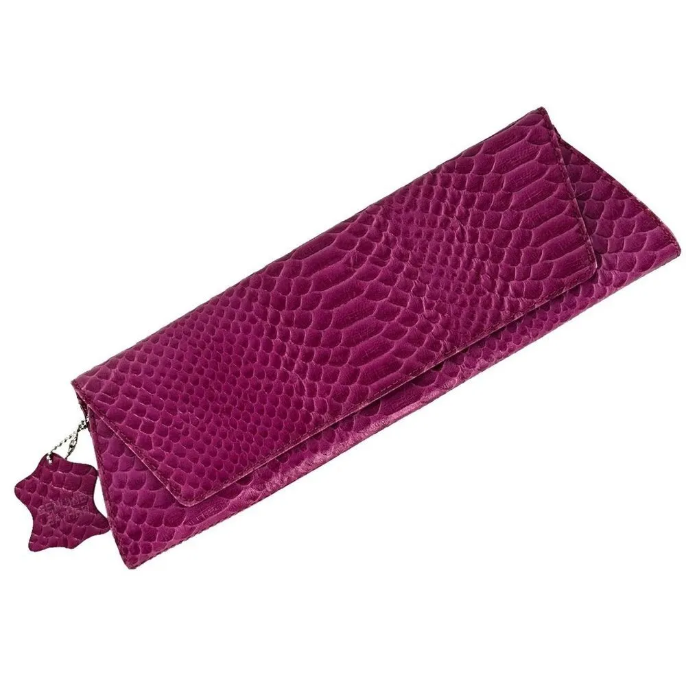 NEW Valerie Stevens Purple Mock Croc Textured Leather Clutch Bag Handbag - Image 5