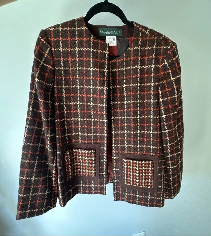 Vintage Harve Benard by Benard Holtzman wool blend women’s tweed blazer large - Image 7